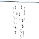 Latest homend 6 tier skirt hangers foldable pants hangers closet organizer stainless steel fold up space saving hangers 5 pack 1