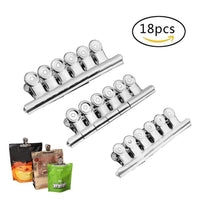 Save shopline 18 pieces strong clips heavy duty stainless steel firm clamps for home food bags sealed food tight sealing multipurpose 18 pieces