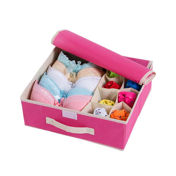 Wakugawa SimpleHouseware Foldable Cloth Storage Box Closet Dresser Drawer Divider Organizer Basket Bins for Underwear Bras Underwear Organizer (rose red)