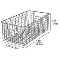 Latest mdesign farmhouse decor metal wire food organizer storage bin basket with handles for kitchen cabinets pantry bathroom laundry room closets garage 16 x 9 x 6 in 8 pack graphite gray