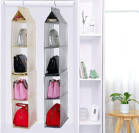 Explore ixaer detachable hanging handbag organizer purse bag collection storage holder wardrobe closet hatstand 4 compartment beige