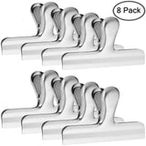 Best 8 pack stainless steel clips grips for chip bags 4 inch width danzix durable paper seal tool for coffee food bread bags kitchen home usage sliver