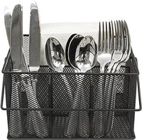 Sorbus Utensil Caddy — Silverware, Napkin Holder, and Condiment Organizer — Multi-Purpose Steel Mesh Caddy—Ideal for Kitchen, Dining, Entertaining, Tailgating, Picnics, and Much More (Black)