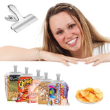 New chip bag clips set of 8 leyosov 3 inches wide stainless steel heavy duty chip clips all purpose grip clips for kitchen office come in a nice reusable storage box