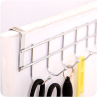 Home 8 double hook over the door hanger by kurtzy stainless steel organizer rack for coat towel bag hat or robe polished silver chrome finish no mounting or fixings required