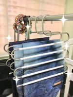 Multi Pants Hanger with Pant Hangers Space Saving Non Slip Stainless Steel with White Silicone Coating use for Jeans Pants Towel Scarf Tie