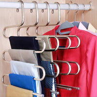 S Type 5 Layer Stainless Steel Hanger with Multi-Purpose for Pants Cloths Tie Scarf (6-Pieces)