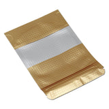 Exclusive 450 pieces 14x20cm 5 5x7 9 in stand up aluminum foil bags golden mylar zip lock food grade storage packing pouch grid pattern self seal ziplock heat sealable grip seal bag with clear plastic window