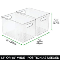 Products mdesign deep plastic home storage organizer bin for cube furniture shelving in office entryway closet cabinet bedroom laundry room nursery kids toy room 12 x 8 x 8 4 pack clear