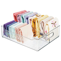 Selection mdesign plastic closet storage bin with handles divided organizer for shirts scarves bpa free 14 5 long 2 pack clear