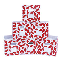 MAX Houser Fabric Storage Bins Cubes Baskets Containers with Dual Plastic Handles for Home Closet Bedroom Drawers Organizers, Foldable, Set of 6 (Red)