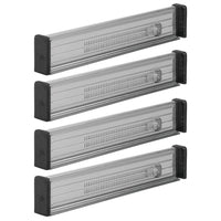 mDesign Adjustable, Expandable Drawer Organizer/Divider - Foam Ends, Strong Secure Hold, Locks in Place - for Bedroom, Bathroom, Closet, Office, Kitchen Storage - 2.5" High, 4 Pack - Smoke Gray