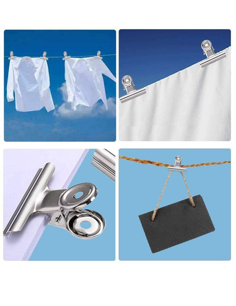 Selection steel clips metal bulldog clips heavy duty stainless clips perfect for seal bags papers and photo displays 12 pcs of 2 sizes