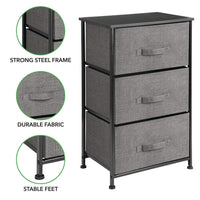 Explore mdesign vertical dresser storage tower sturdy steel frame wood top easy pull fabric bins organizer unit for bedroom hallway entryway closets textured print 3 drawers charcoal gray black