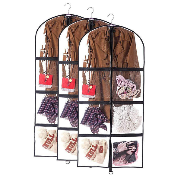 Order now qees 3 pcs clear garment bags for storage costume bags for dance competitions with pockets full zipper dust proof suit bags gift for women 23 6 50 jjz311