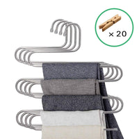 Lucky life 4 Pack Pants Hangers S Shape Stainless Steel Cloth Hangers Space Saving Organizer for Jeans Pants Scarf