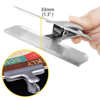 Organize with vehhe chip bag clips food clips 10 pcs chip clips 3 wide stainless steel heavy duty food bag sealing clips all purpose air tight seal grip clips for office school home w reusable storage box