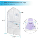 Top univivi clear pvc dance costume bags garment bag 40 inch for dance competitions with 4 medium clear zipper pockets and 1 large back zippered pocket clear