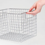 Storage mdesign large farmhouse decorative metal wire storage basket bin with handles for organizing closets shelves and cabinets in bedrooms bathrooms entryways and hallways 8 high 4 pack chrome
