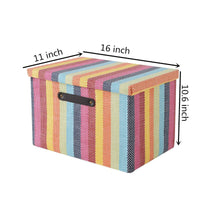 Discover large fabric storage box with lid and leather handles by tegance decorative collapsible storage bin for office home closet toys rainbow color 16x11x10 6 inch 3pack rainbow box