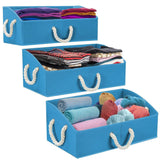 Budget sorbus trapezoid storage bin box basket set foldable with cotton rope carry handles great for closet clothes linens toys nursery non woven fabric trapezoid bin blue