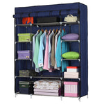 53” Portable Closet Storage Organizer Wardrobe Clothes Rack with Shelves (Blue)