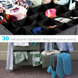 Home mifxin underwear socks storage organizer drawer divider 30 cell foldable closet drawer organizer storage box bin for socks bras underwear ties with dust moisture proof cover black
