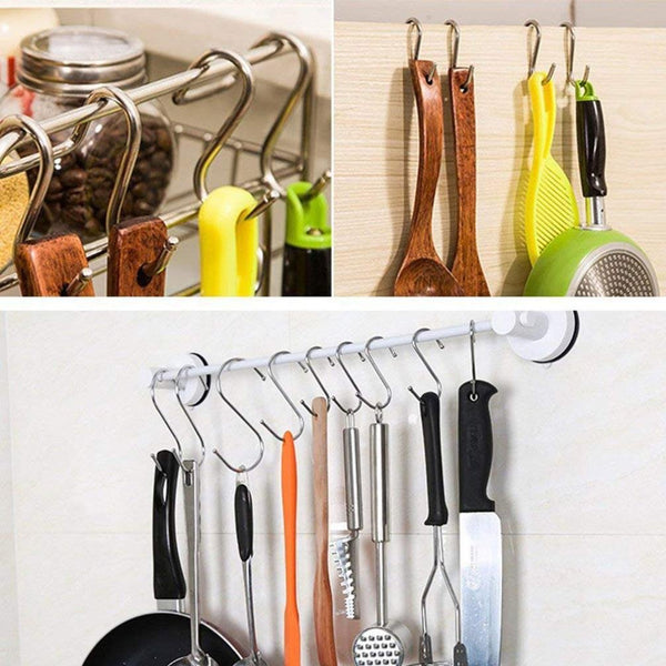 SUJING 15 Pack Heavy-Duty S Hooks Stainless Steel S Shaped Hooks Hanging Hangers Hanging Hooks Pan Pot Holder Rack Hooks