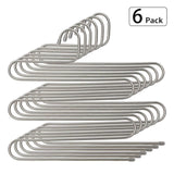 Stephenie 6 Pack S Type 5 Layer Stainless Steel Hanger with Multifunctional for Pants Tie Scarf Anti-Skid Scarf Towel Clothes