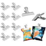 Home chip bag clips set of 8 leyosov 3 inches wide stainless steel heavy duty chip clips all purpose grip clips for kitchen office come in a nice reusable storage box