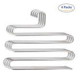 Budget friendly trusber stainless steel pants hangers s shape metal clothes racks with 5 layers for closet organization space saving for pants jeans trousers scarfs durable and no distortion silver pack of 5
