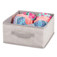 Best seller  mdesign soft fabric modular closet organizer box with handle for cube storage units in closet bedroom to hold clothing t shirts leggings accessories textured print 8 pack linen tan