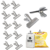 Discover the best ilyever 12 pack large size 75mm stainless steel chip bag heavy duty food coffee bag clips 3 inches wide 1 inch capacity clips silver