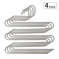 Stephenie 4 Pack S Type 5 Layer Stainless Steel Hanger with Multifunctional for Pants Tie Scarf Anti-Skid Scarf Towel Clothes