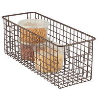 Buy mdesign farmhouse decor metal wire food storage organizer bin basket with handles for kitchen cabinets pantry bathroom laundry room closets garage 16 x 6 x 6 4 pack bronze