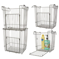Glacier Bay (4 Pack) Stackable Baskets: Large Metal Basket, Wire Basket Set For Storage, Organization, Pantry, Closet, Kitchen, Bathroom