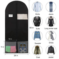 Best seller  maskeyon 60 garment bags with large zipper pocket and pvc id holder for dance costume wedding gown tutu dress garment bags with 2 carry handles for travel and storageset of 2 black