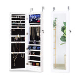 Get cloud mountain jewelry cabinet 6 leds jewelry armoire lockable wall door mounted jewelry cabinet organizer with mirror 2 drawers bedroom living room cloakroom closet white