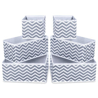 Home storage bins ispecle foldable cloth storage cubes drawer organizer closet underwear box storage baskets containers drawer dividers for bras socks scarves cosmetics set of 6 grey chevron pattern