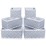 Home storage bins ispecle foldable cloth storage cubes drawer organizer closet underwear box storage baskets containers drawer dividers for bras socks scarves cosmetics set of 6 grey chevron pattern