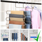 Best seller  6 pack pants hangers s type closet organizer stainless steel multi layers magic hanger space saver clothes rack tiered hanging storage for jeans scarf skirt 14 17 x 14 96 inch