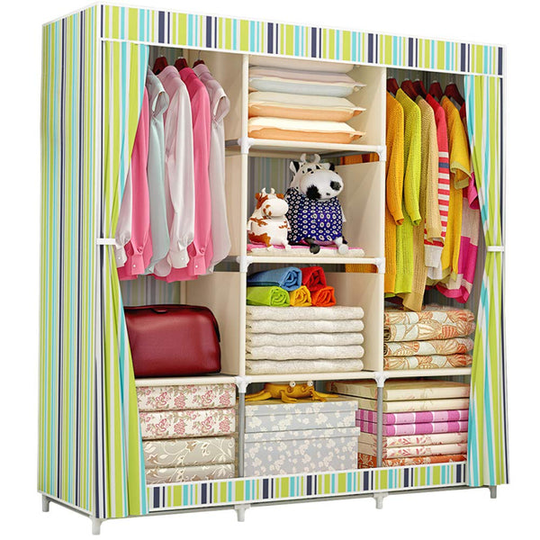 Sixclover Portable Clothes Closet, Home Wardrobe, Non-Woven Fabric Clothes Storage Organizer with Shelves (65 x 46.4 x 17.7in) (Green)