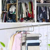 Lucky life 4 Pack Pants Hangers S Shape Stainless Steel Cloth Hangers Space Saving Organizer for Jeans Pants Scarf
