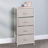 Products mdesign vertical furniture storage tower sturdy steel frame wood top easy pull fabric bins organizer unit for bedroom hallway entryway closets textured print 4 drawers linen natural