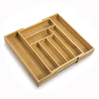 SMAGREHO Bamboo Expandable Cutlery Tray - Utility Drawer Organizer with 8 Compartments and 2 Adjustable Dimensions - Silverware Drawer Dividers - Flatware Tray