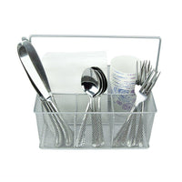 KitchenPlus Condiment and Silverware Caddy, Silver