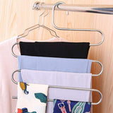 Try 6 pack pants hangers s type closet organizer stainless steel multi layers magic hanger space saver clothes rack tiered hanging storage for jeans scarf skirt 14 17 x 14 96 inch