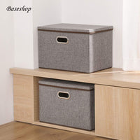 Latest storage container organizer bin collapsible large foldable linen fabric gray box with removable lid and handles for home baby office nursery closet bedroom living room no peculiar smell 1 pack