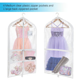 Storage univivi clear pvc dance costume bags garment bag 40 inch for dance competitions with 4 medium clear zipper pockets and 1 large back zippered pocket clear