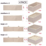 Amazon best tenabort foldable drawer organizer dividers cloth storage box closet dresser organizer cube fabric containers basket bins for underwear bras socks panties lingeries nursery baby clothes beige 4 pack